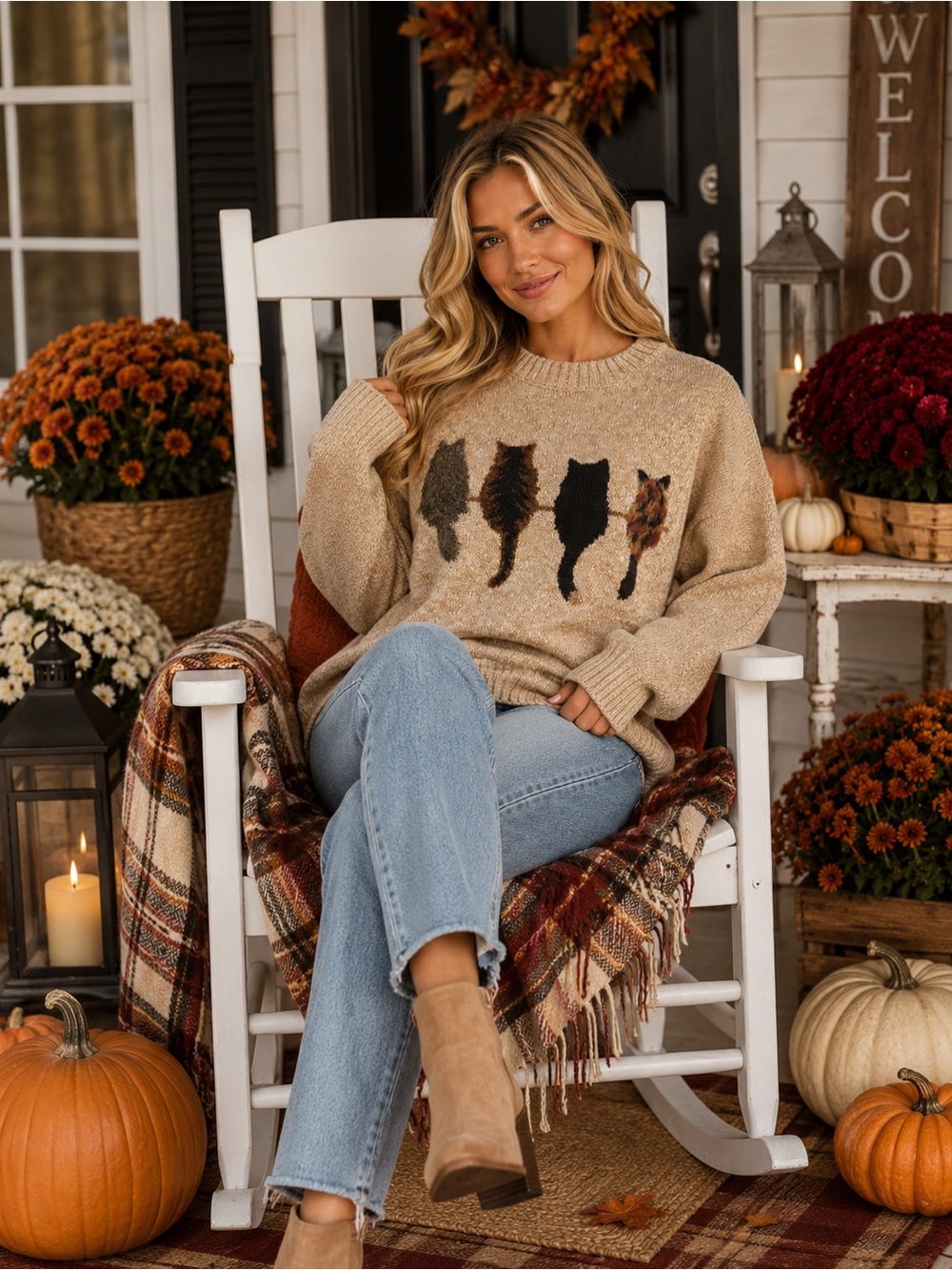 Cozy Cat Silhouette Sweater - Picture 5 of 6